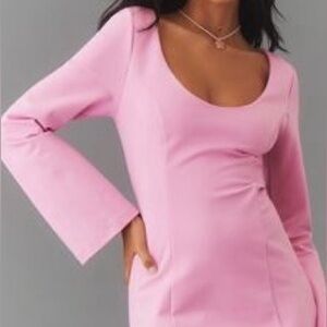 Maeve Brand Pink Long Bell Sleeve A-line Dress MED